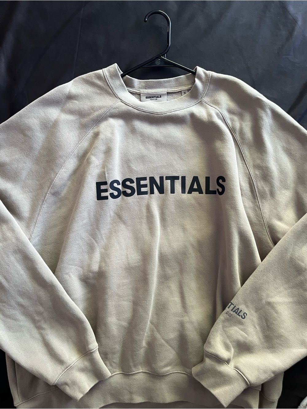 ESSENTIALS Sandstone Crewneck Sweatshirt with Black Logo